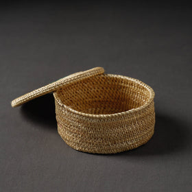  Beige Handcrafted Golden Grass Multipurpose Box (6 x 6 in)