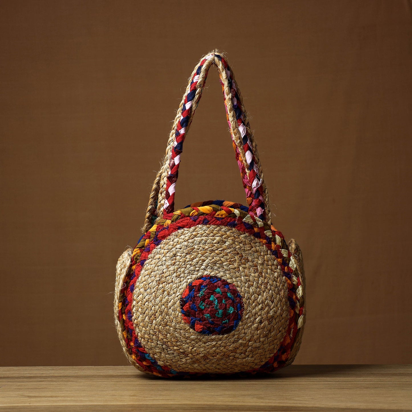  Handcrafted Multipurpose Jute Round Hand Bag 