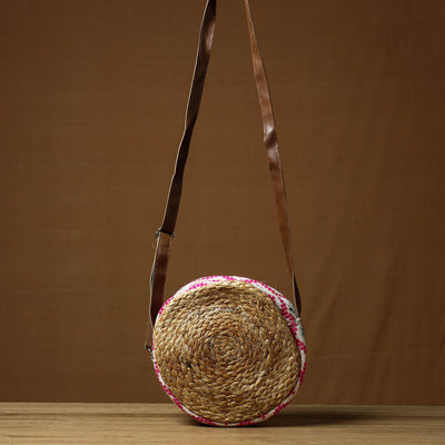 Beige Handcrafted Multipurpose Jute Round Sling Bag