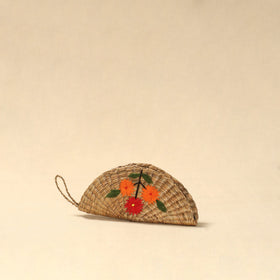 Handcrafted natural water hyacinth reed hand embroidered