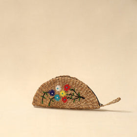 Handcrafted natural water hyacinth reed hand embroidered