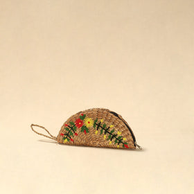 Handcrafted natural water hyacinth reed hand embroidered
