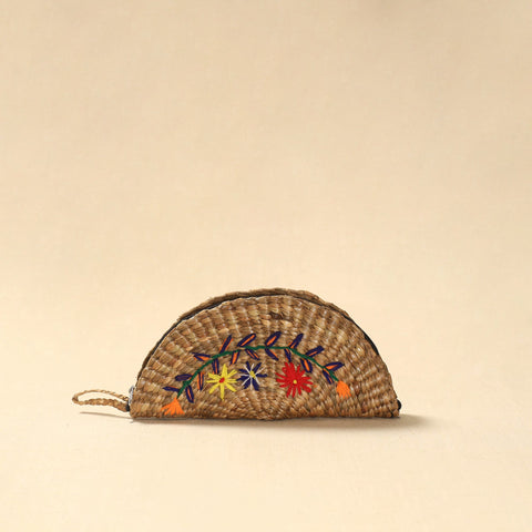 Handcrafted natural water hyacinth reed hand embroidered