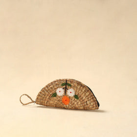 Handcrafted natural water hyacinth reed hand embroidered