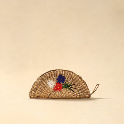 Handcrafted natural water hyacinth reed hand embroidered
