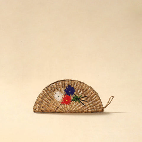 Handcrafted natural water hyacinth reed hand embroidered