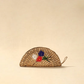 Handcrafted natural water hyacinth reed hand embroidered