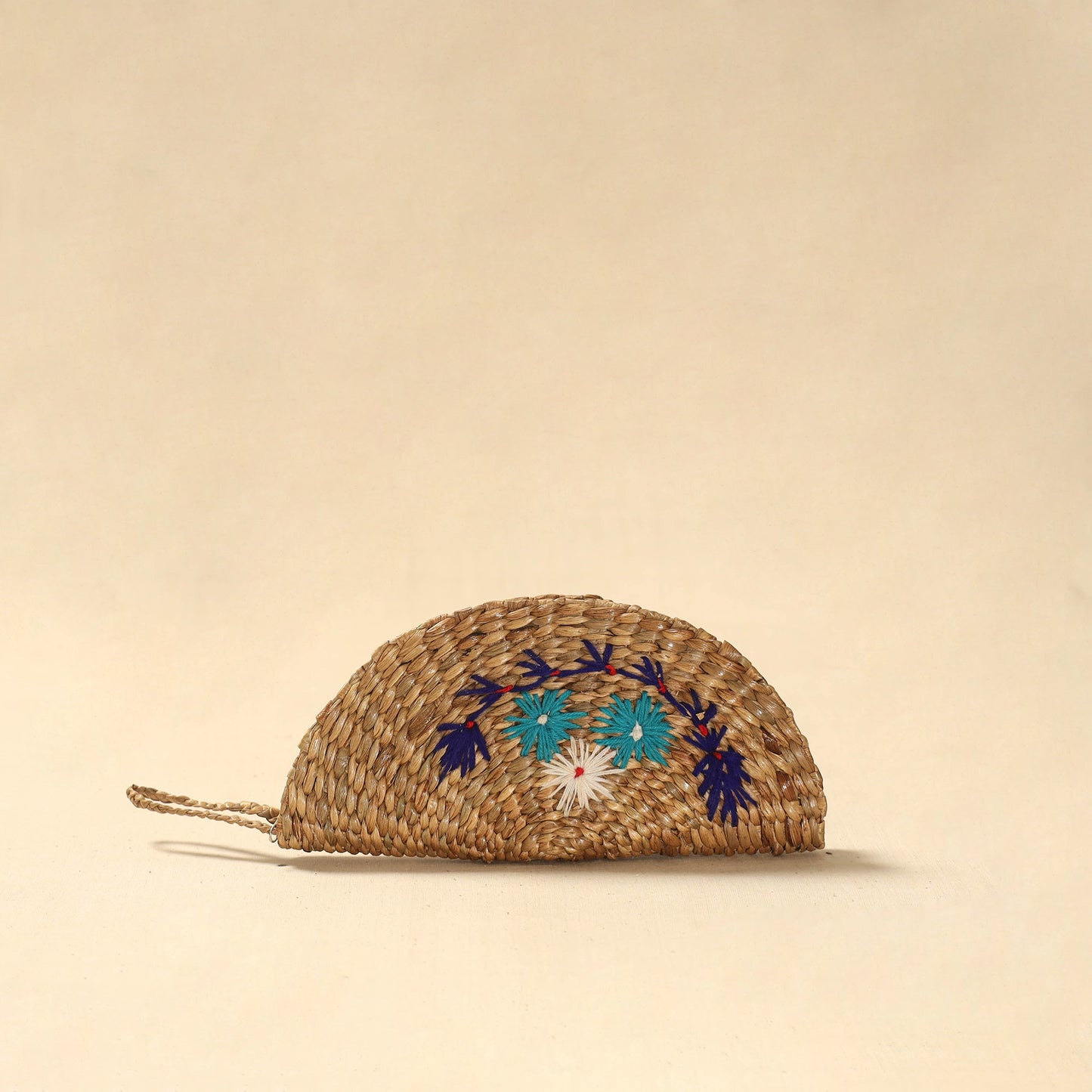 Handcrafted natural water hyacinth reed hand embroidered