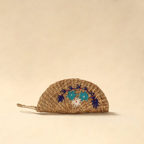 Handcrafted natural water hyacinth reed hand embroidered