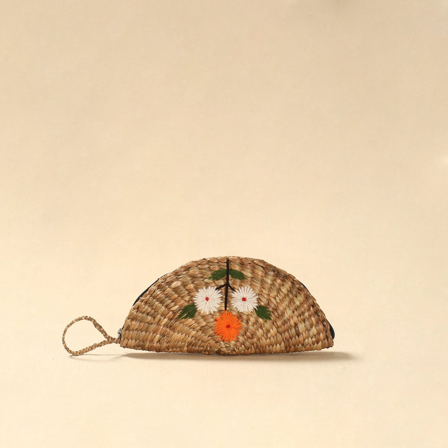 Handcrafted natural water hyacinth reed hand embroidered