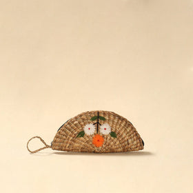 Handcrafted natural water hyacinth reed hand embroidered