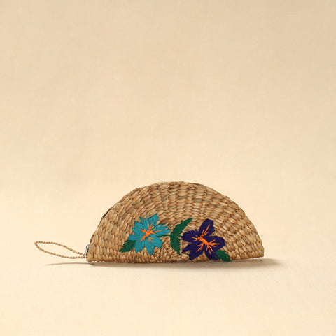 Handcrafted natural water hyacinth reed hand embroidered
