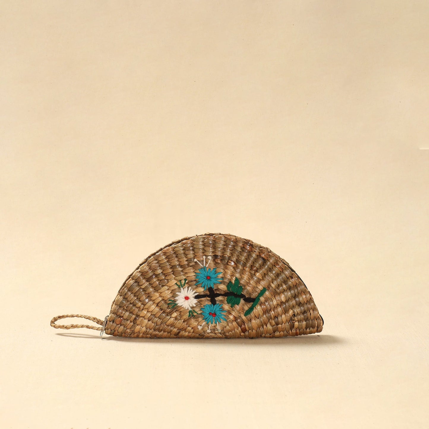 Handcrafted natural water hyacinth reed hand embroidered