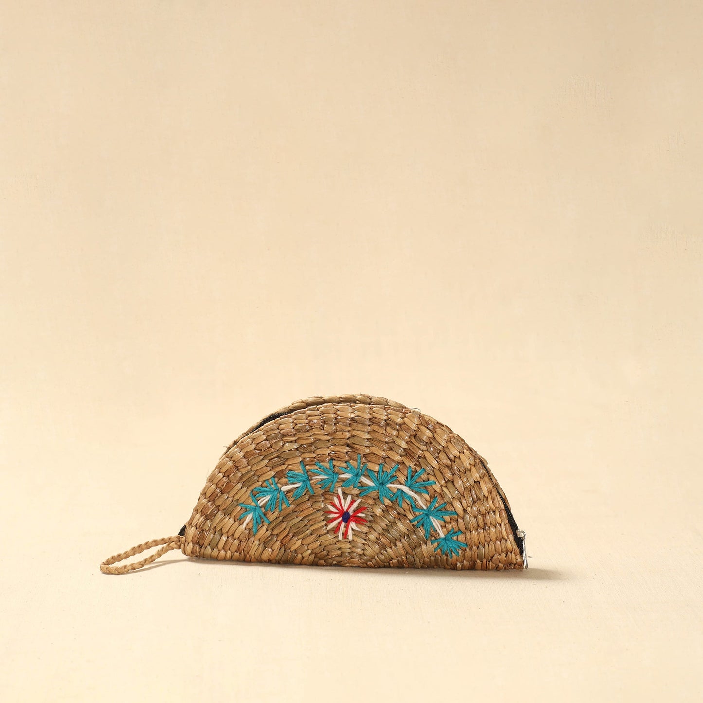Handcrafted natural water hyacinth reed hand embroidered