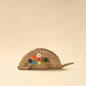 Handcrafted natural water hyacinth reed hand embroidered
