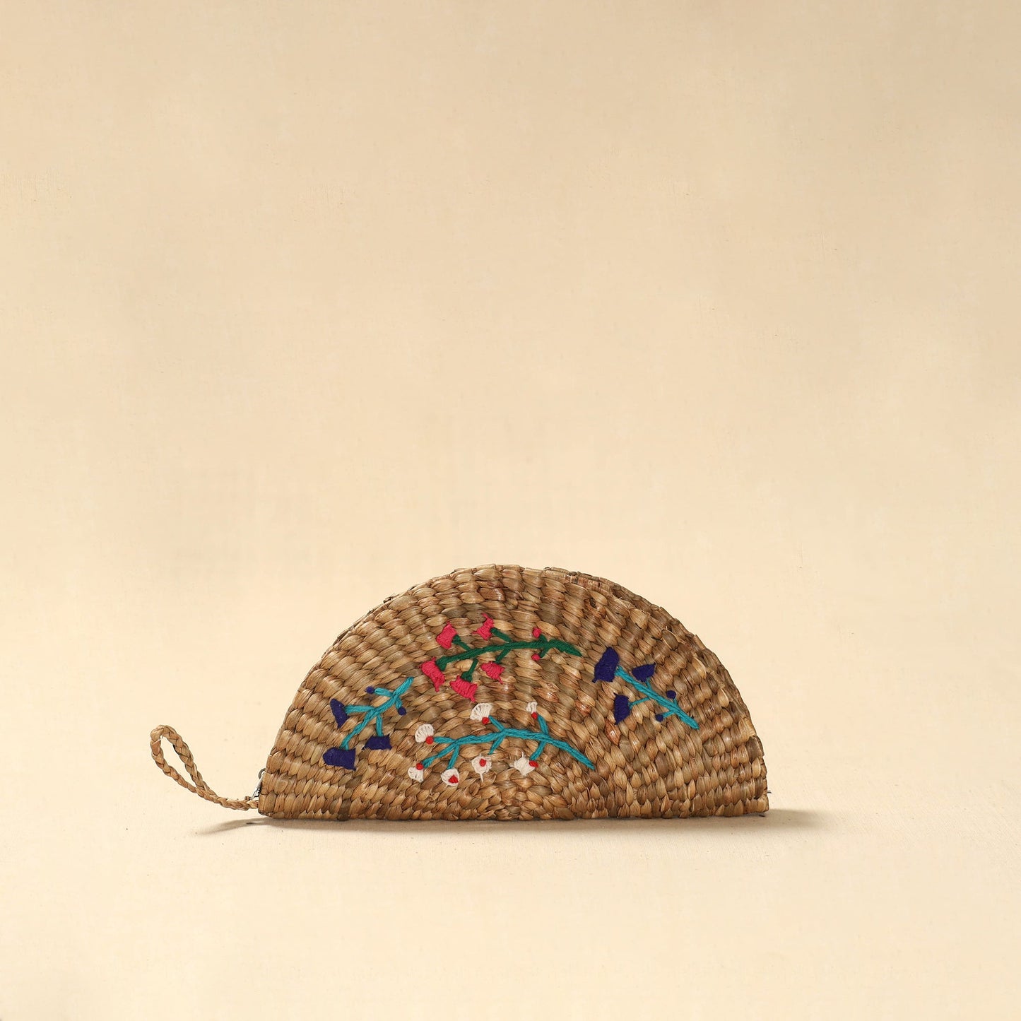 Handcrafted natural water hyacinth reed hand embroidered