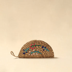 Handcrafted natural water hyacinth reed hand embroidered