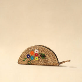 Handcrafted natural water hyacinth reed hand embroidered
