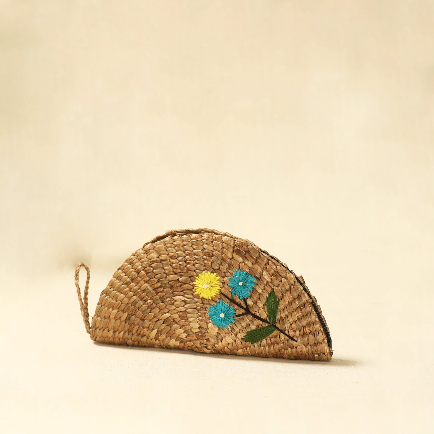 Beige - handcrafted natural water hyacinth reed hand