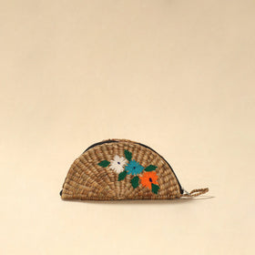 Handcrafted natural water hyacinth reed hand embroidered