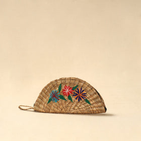 Handcrafted natural water hyacinth reed hand embroidered