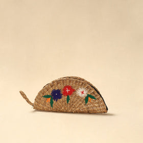 Handcrafted natural water hyacinth reed hand embroidered