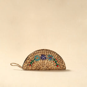 Handcrafted natural water hyacinth reed hand embroidered