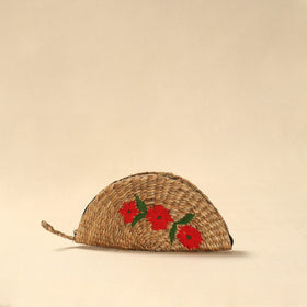 Handcrafted natural water hyacinth reed hand embroidered