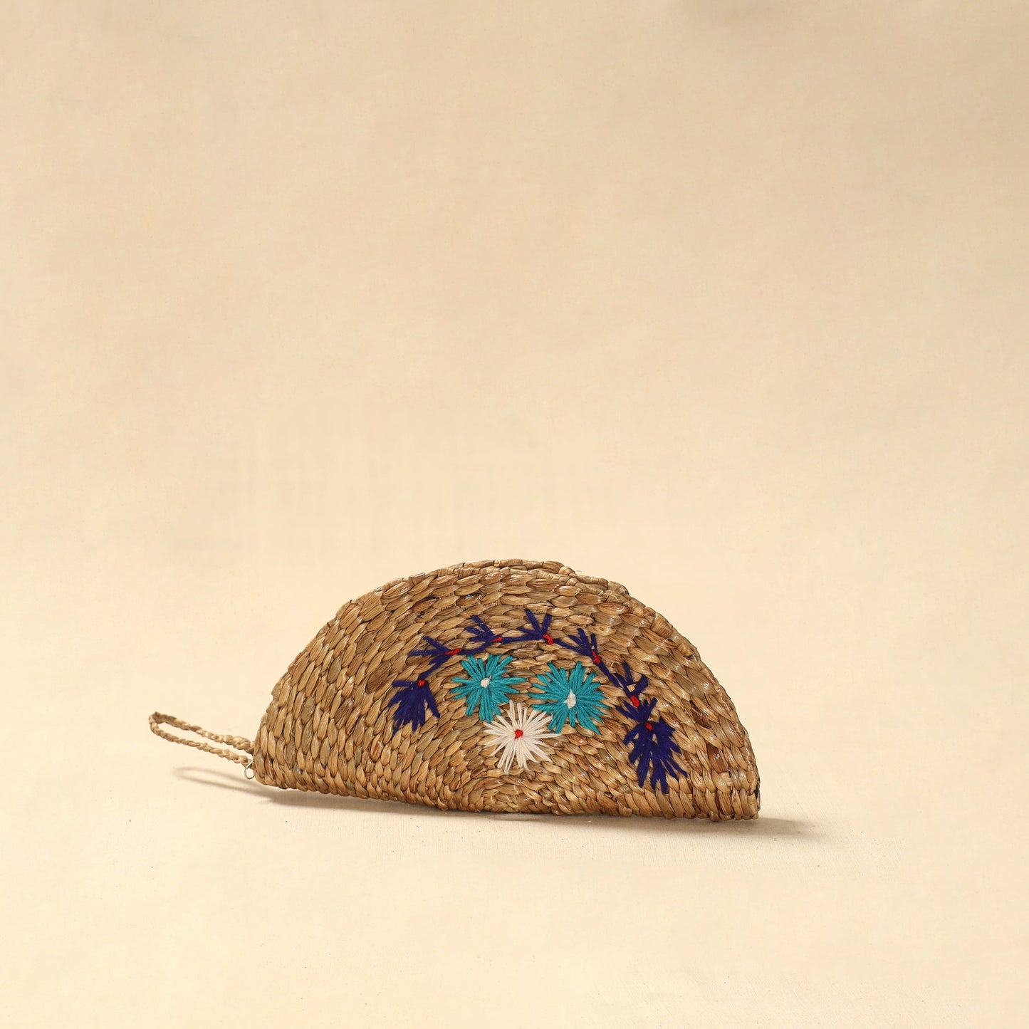 Handcrafted natural water hyacinth reed hand embroidered