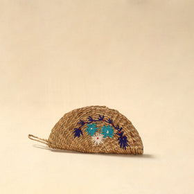 Handcrafted natural water hyacinth reed hand embroidered