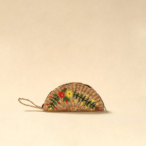 Handcrafted natural water hyacinth reed hand embroidered