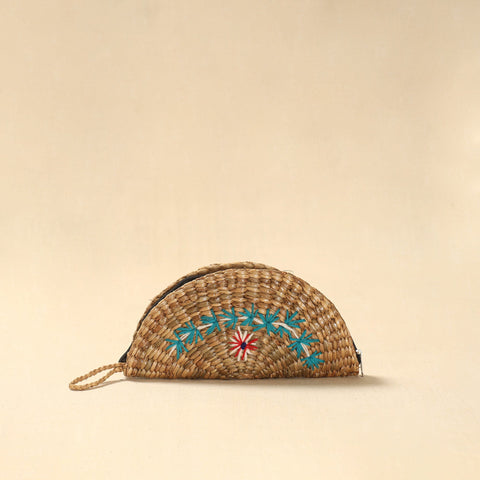 Handcrafted natural water hyacinth reed hand embroidered