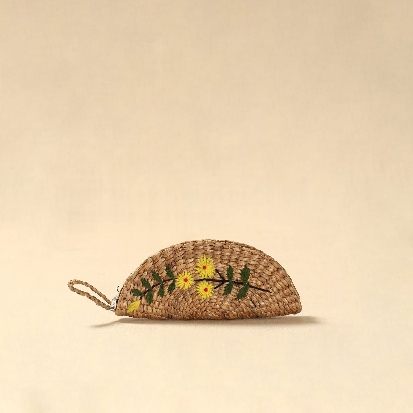 Handcrafted natural water hyacinth reed hand embroidered