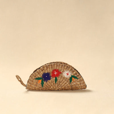 Handcrafted natural water hyacinth reed hand embroidered