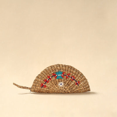 Handcrafted natural water hyacinth reed hand embroidered