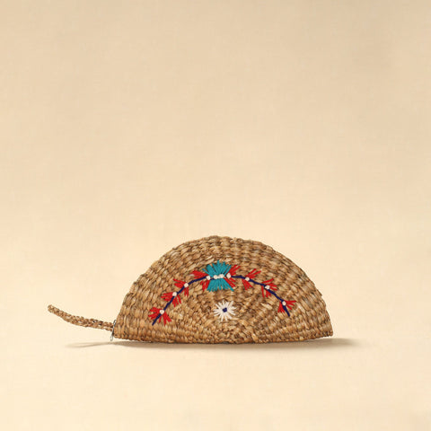 Handcrafted natural water hyacinth reed hand embroidered