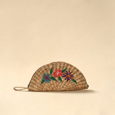 Handcrafted natural water hyacinth reed hand embroidered