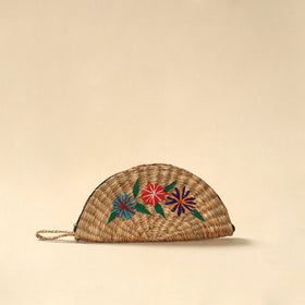 Handcrafted natural water hyacinth reed hand embroidered