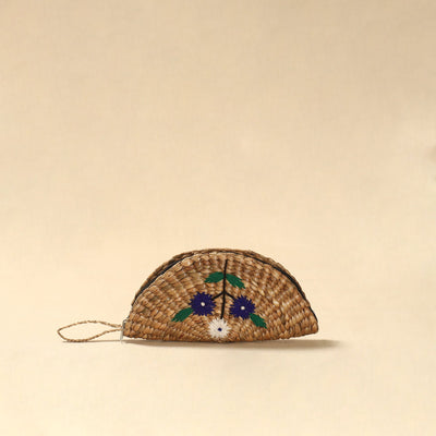 Handcrafted natural water hyacinth reed hand embroidered