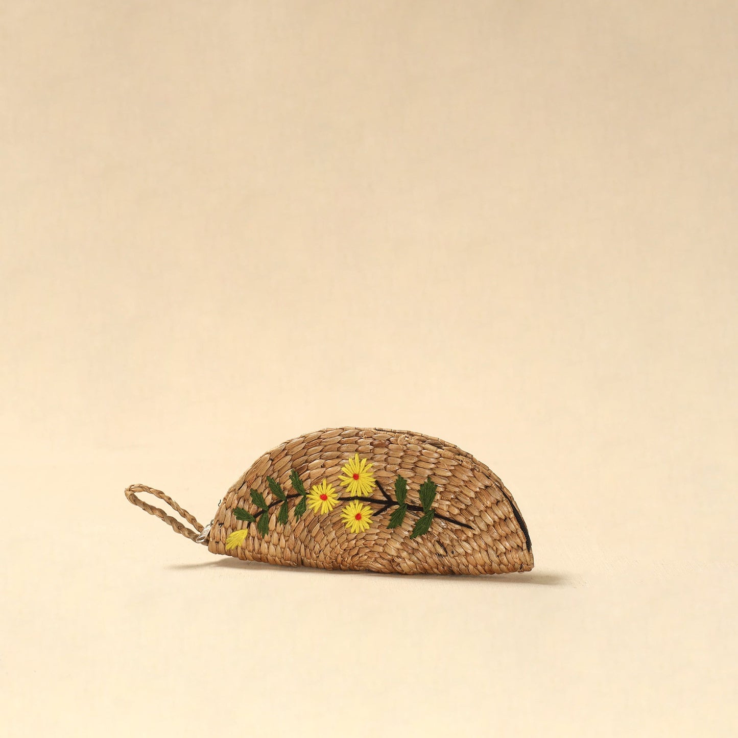 Handcrafted natural water hyacinth reed hand embroidered