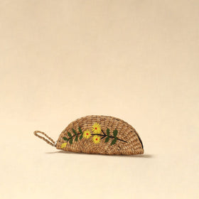Handcrafted natural water hyacinth reed hand embroidered