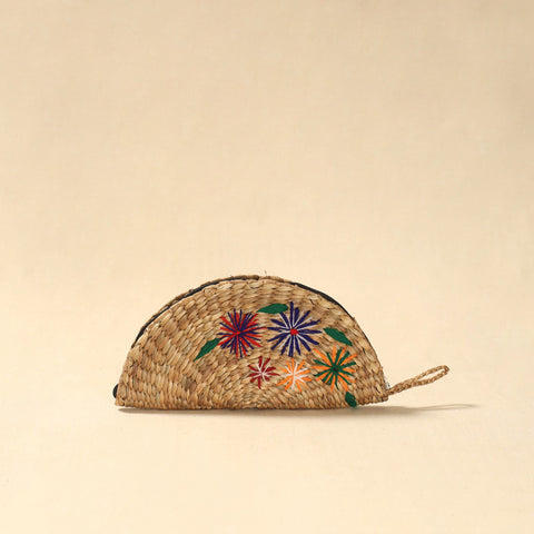 Handcrafted natural water hyacinth reed hand embroidered