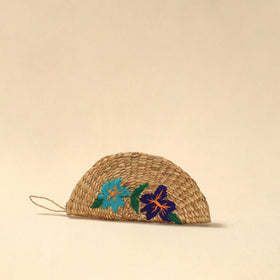 Handcrafted natural water hyacinth reed hand embroidered
