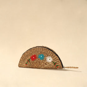 Handcrafted natural water hyacinth reed hand embroidered