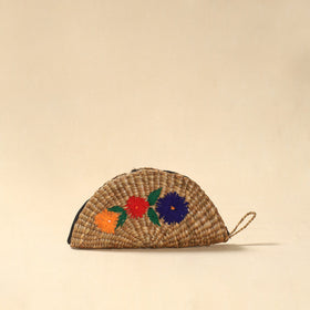 Handcrafted natural water hyacinth reed hand embroidered