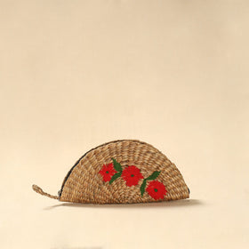 Handcrafted natural water hyacinth reed hand embroidered