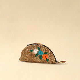 Handcrafted natural water hyacinth reed hand embroidered
