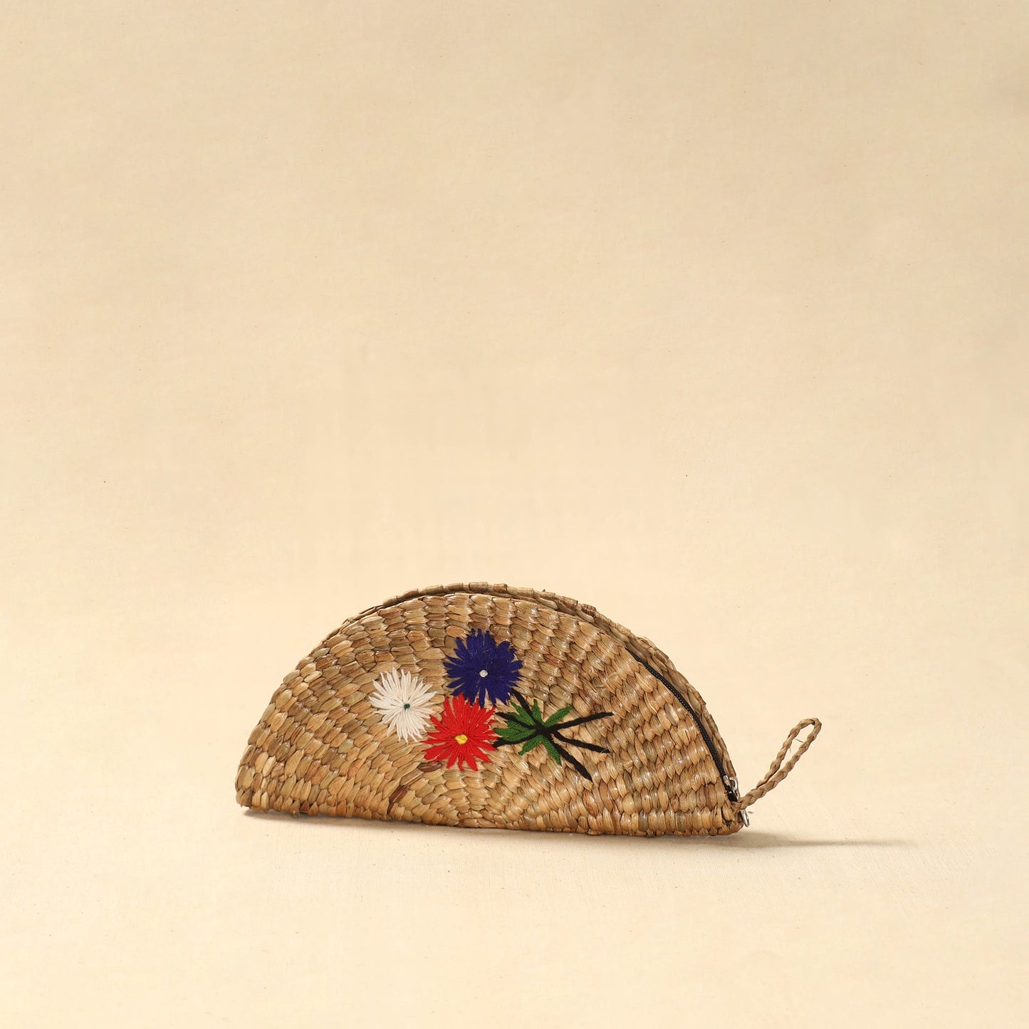 Handcrafted natural water hyacinth reed hand embroidered