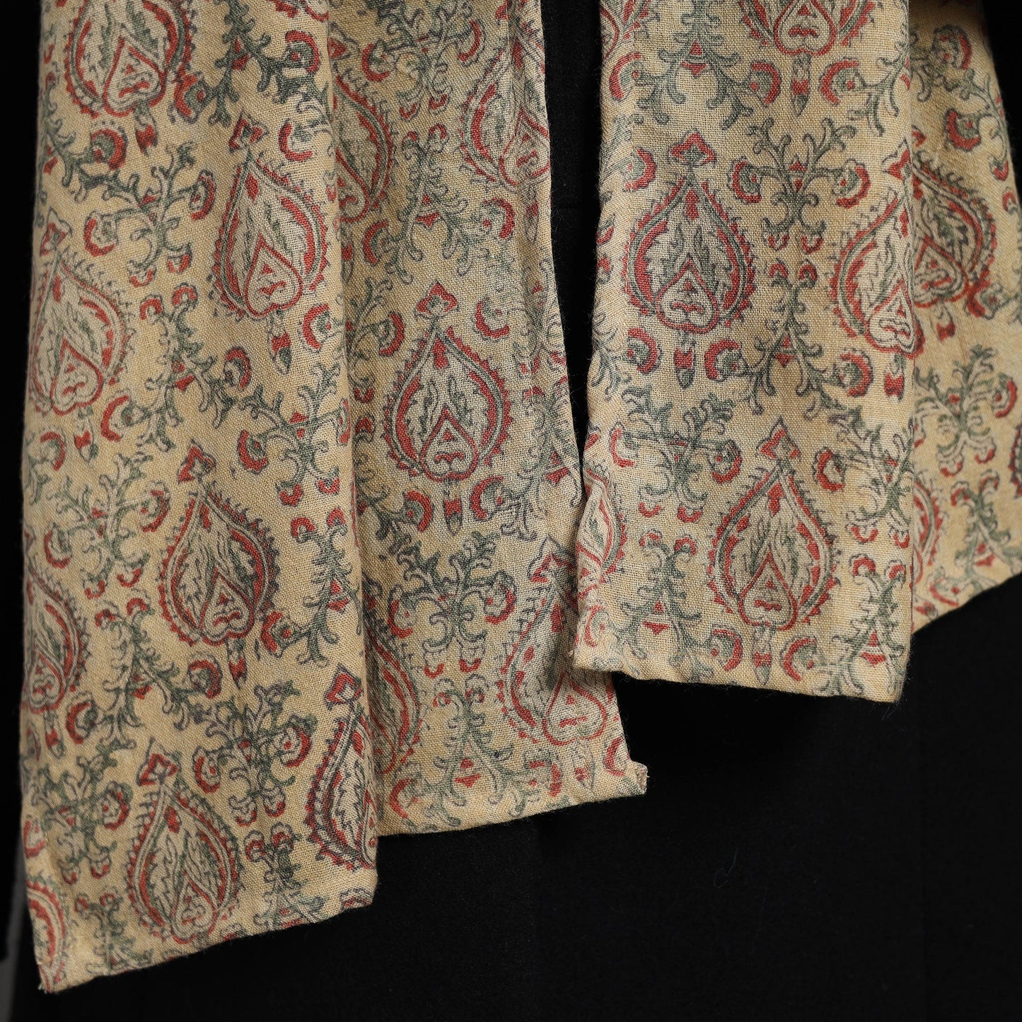 Beige - handcrafted patchwork woollen stole 05