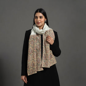 Beige - handcrafted patchwork woollen stole 05